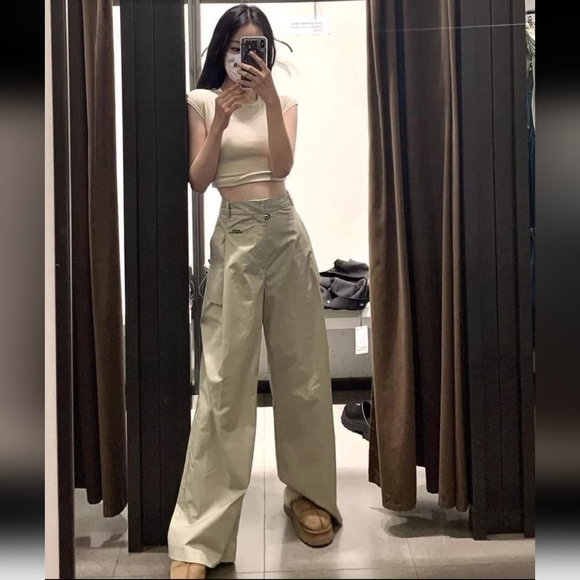 ZARA Full Lenght Wide Pocket Pants Size M - Picture 6 of 13